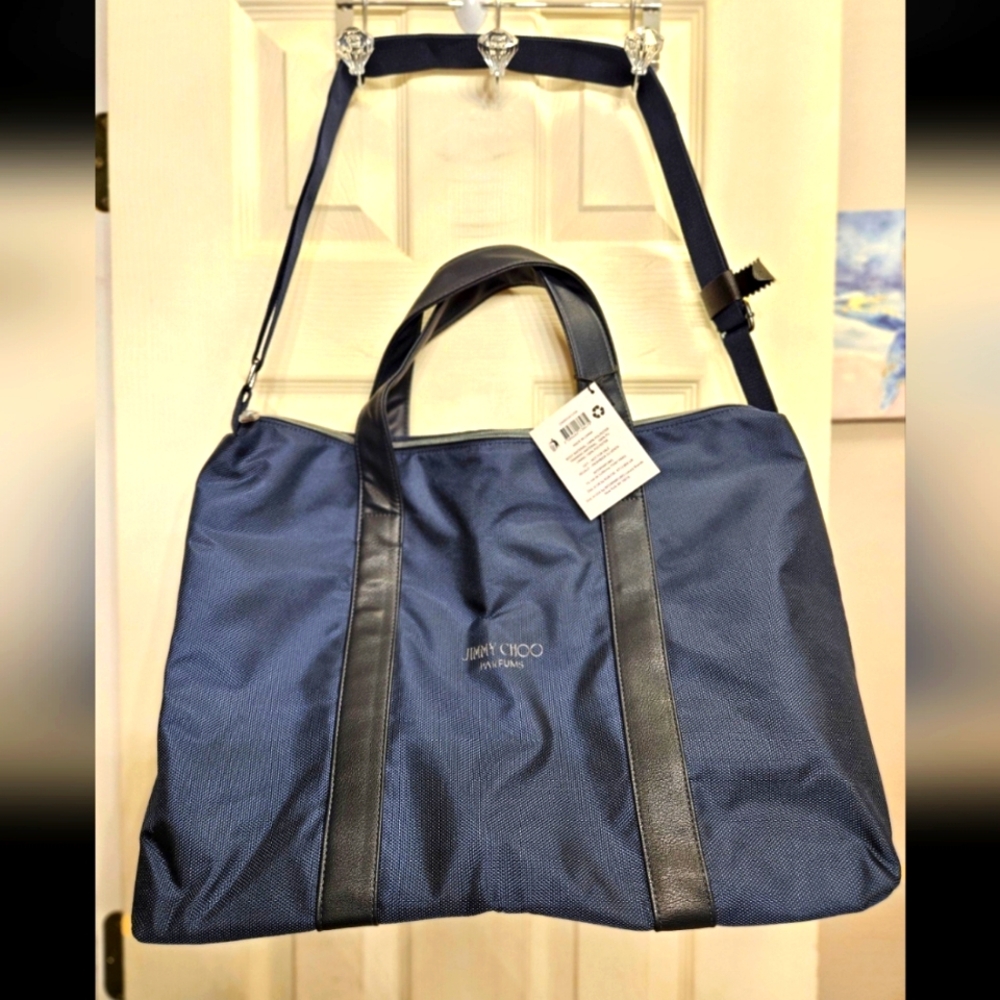 Jimmy choo weekend bag travel large duffle bag gym bag blue black